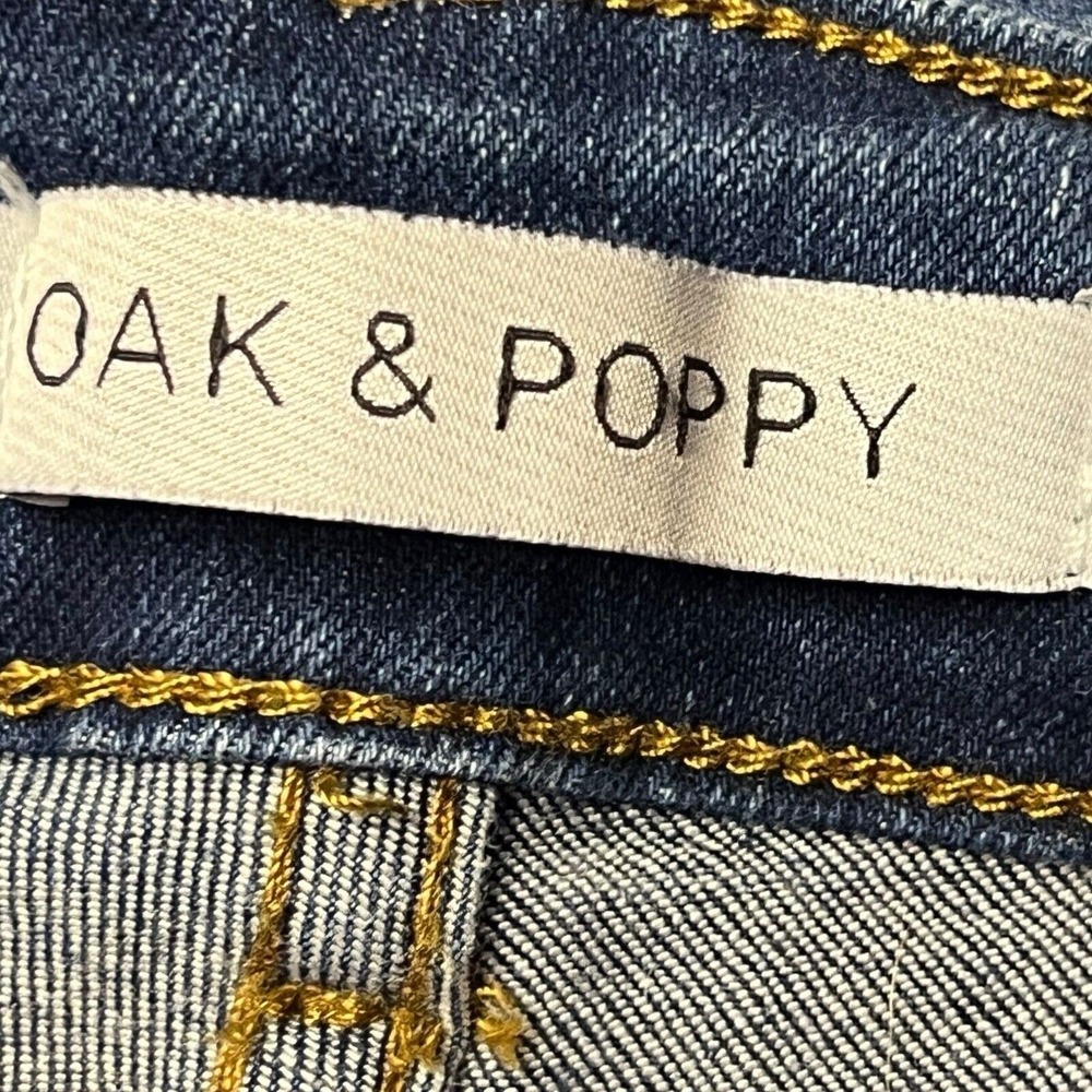 Oak And Poppy Shorts 2 Blue Bermuda Silver Studded‎ 5-Pocket Denim Edgy Casual - Picture 8 of 11